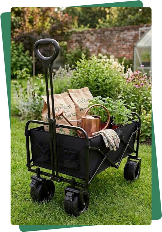 Opvouwbare bolderkar 84 x 53 x 74-97 cm - 150 kg - brede wielen - met tafelblad 50 x 86 cm van Opvouwbare Bolderkar — afbeelding 4