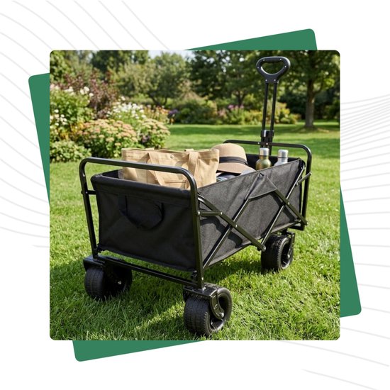 Opvouwbare bolderkar 93 x 60 x 105 cm - 150 kg - 120 L - XL terreinwielen met rem van Opvouwbare Bolderkar — afbeelding 3