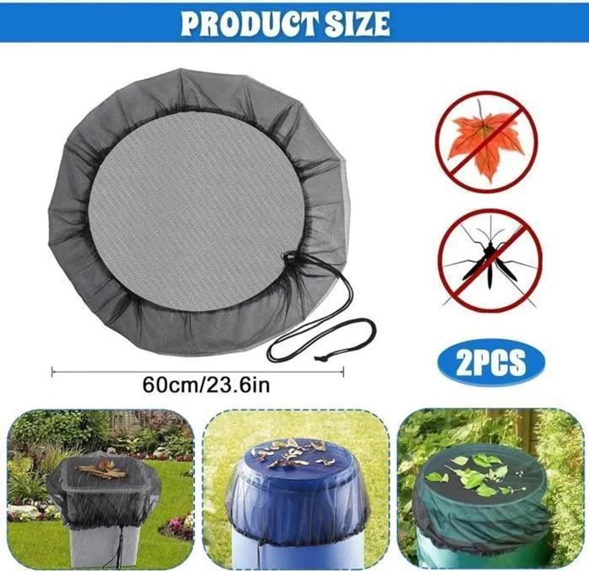 Tweedelig regenbestendig net, verstelbaar regenbestendig net van 60 cm, muggennet Geschikt voor ramen.