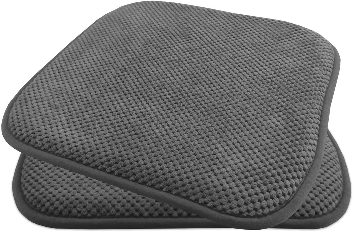Famanu Comfortabele gelkussens, 40 x 40 cm, stoelkussen met modern traagschuim, gewatteerd en antislip, set van 2, donkergrijs