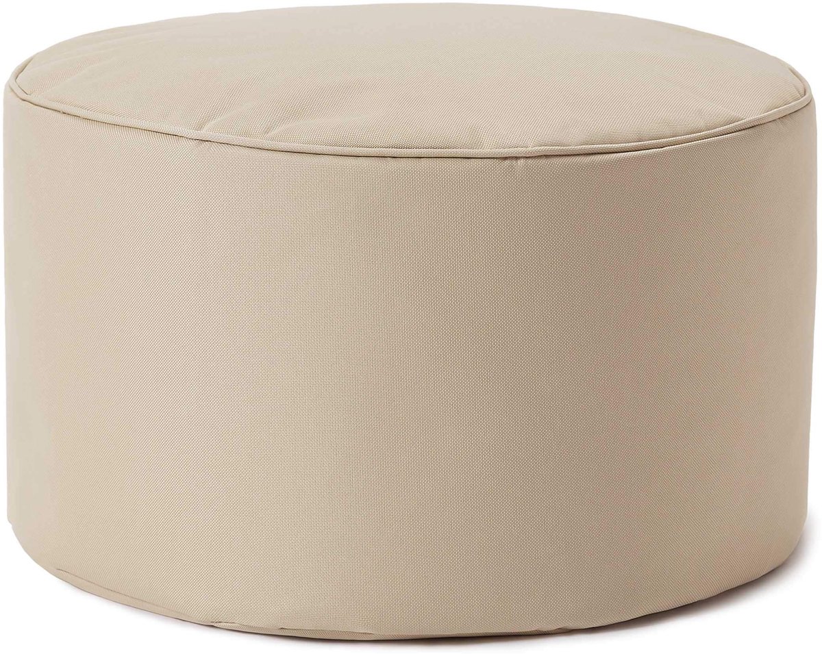 Famanu – Ronde hocker en zitzak vloerkussen, waterafstotend en onderhoudsvriendelijk, ideaal voor kinderen en volwassenen, 25 x 45 cm, beige
