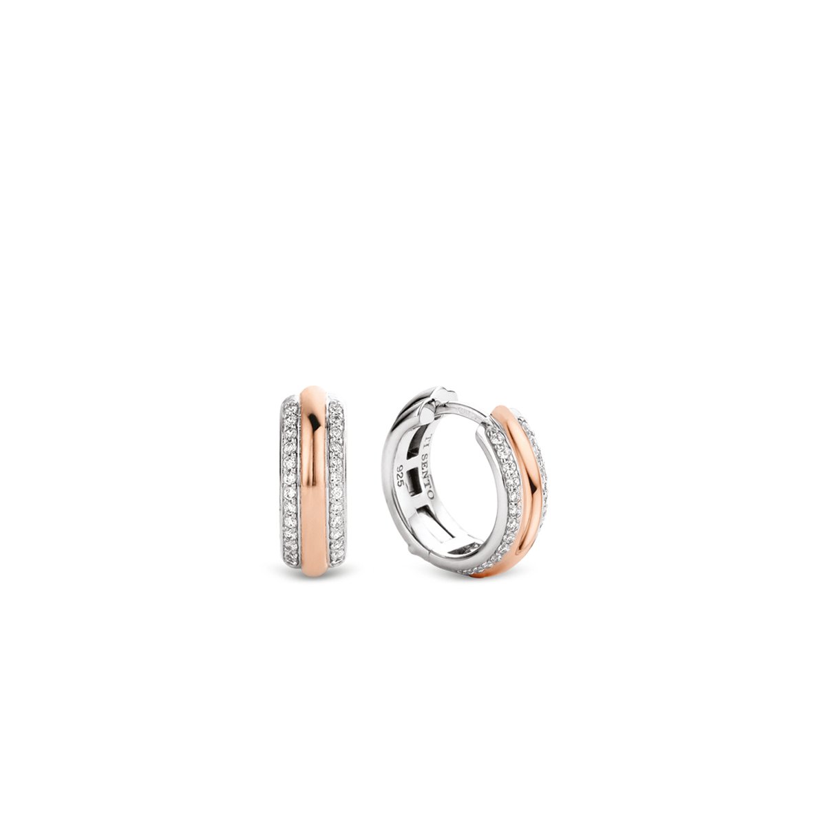 TI SENTO Dames Oorbellen - 925 zilver - Zirkonia met rosé verguld - 7786ZR