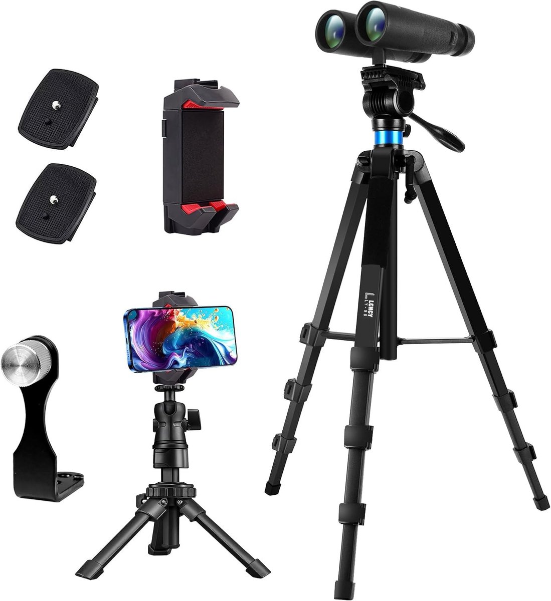 Verrekijker Statief - Zwart - 173 cm - Telescopisch en Draagbaar - Voor Verrekijkers en Camera's