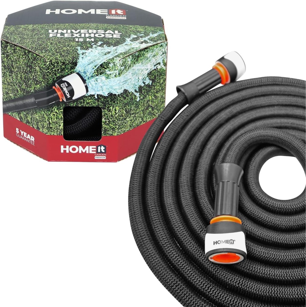 Flexibele Slang - Zwart - 15 meter - Hoogwaardige Slang met Elastisch Vermogen - Voor Tuinliefhebbers