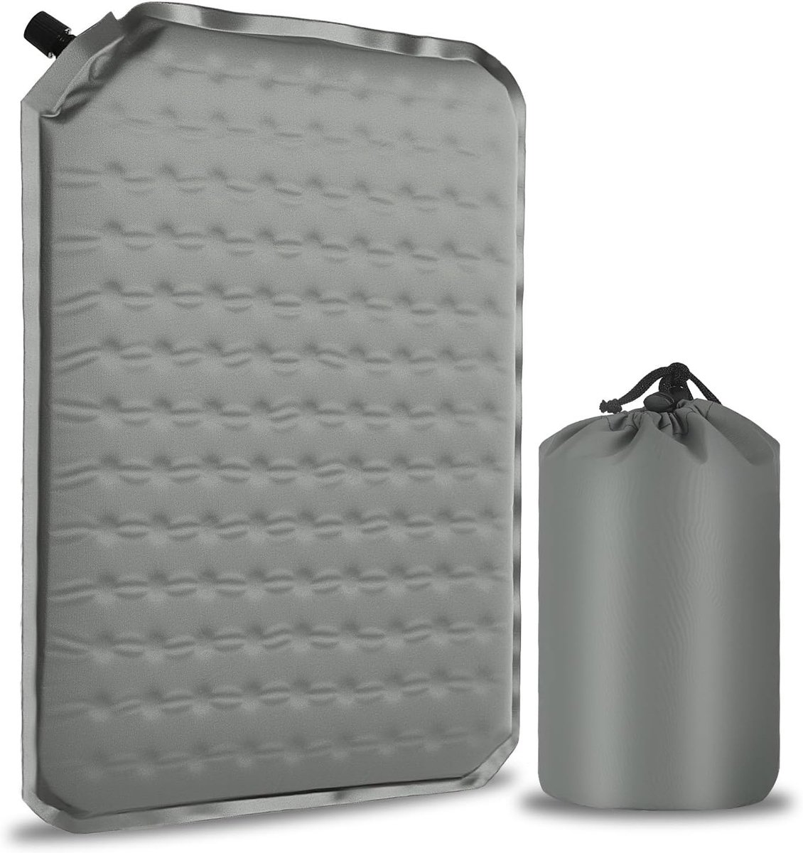 Opblaasbare Reismat - Grijs - 40 x 30 cm - Traagschuim met Opbergtas - Voor Outdoor en Camping