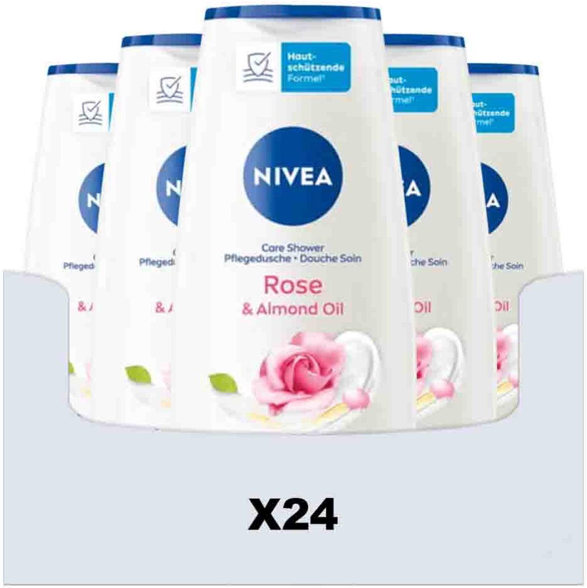 NIVEA Douchegel Rose & Almond Oil - 24 x 250 ml - Voordeelverpakking