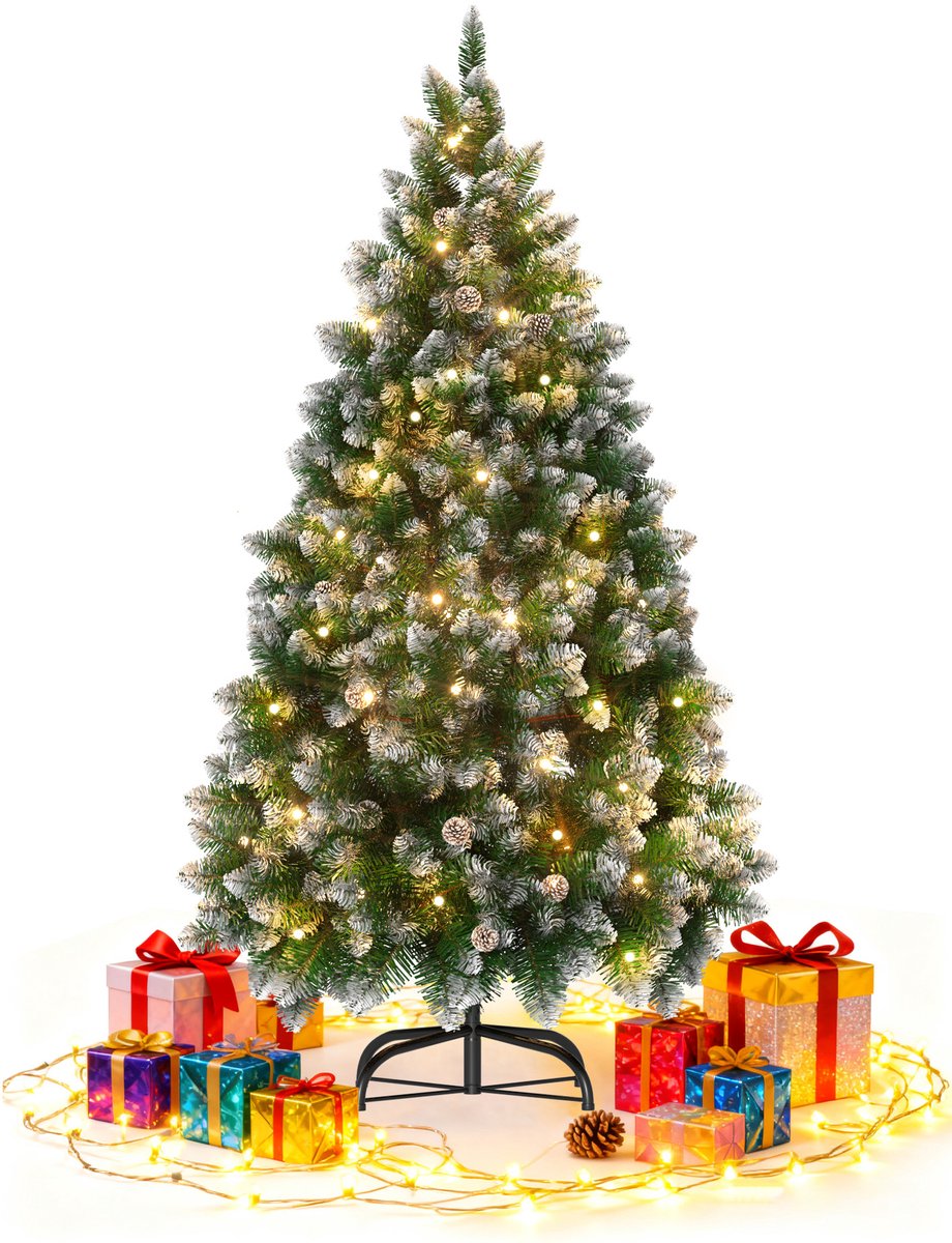 AUFUN Kunstkerstboom – 210 cm – Met Verlichting – 350 LED – Warm Wit – PVC Dennenboom