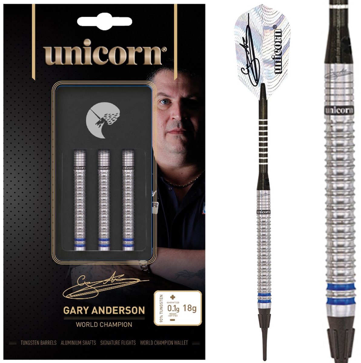 Unicorn Gary Anderson W.C. Phase 3 90% - Soft Tip Darts