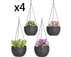 Sogiol® Bloempot Bolla - 100% gerecycled plastic - Ø 28 x H 15 - 4 PC - Bloempot voor binnen en buiten - Lichtgewicht - Breukbestendig - Vorstbestendig - Zwart