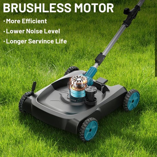 Joorly Elektrische Grasmaaier - Grastrimmer - Grastrimmer accu - Grasmaaier Accu - Grasmaaier Elektrisch - 30,5 maai breedte - Groen — afbeelding 3