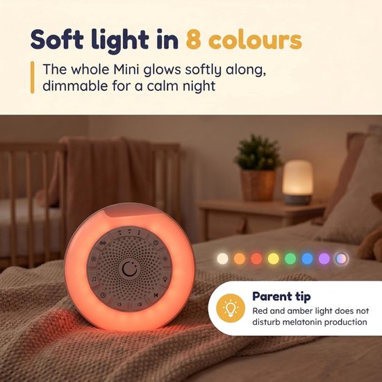 Verte White Noise Machine - Nachtlampje - 27 Rustgevende Geluiden - Slaaphulp Voor Baby’s - 8 Lichtstanden - Timer En Kinderslot - Draagbaar En Oplaadbaar Via USB-C van Verte — afbeelding 5