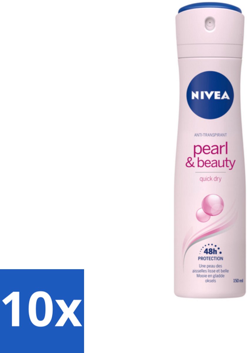 10 x NIVEA – Deodorant Spray – Pearl & Beauty – 150 ml - NIVEA Deodorant Spray - Anti-Transpirant Spray - Okselhuid Verzorging - Zachte Oksels - 48 Uur Bescherming