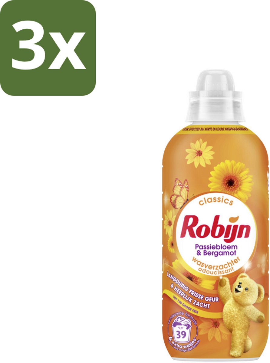 3 x Robijn – Wasverzachter – Passiebloem & Bergamot – 780 ml - Koffie - Koffiezetapparaat - Koffiezetapparaat