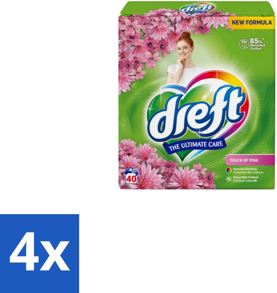 4 x Dreft – Touch Pink – Poeder Wasmiddel – 2,6 kg – 40 wasbeurten - Wasmiddel Poeder - Wasmiddel Voor Kleding - Frisheid Wasmiddel - Kleurbescherming Wasmiddel - Anti-kreukwerking