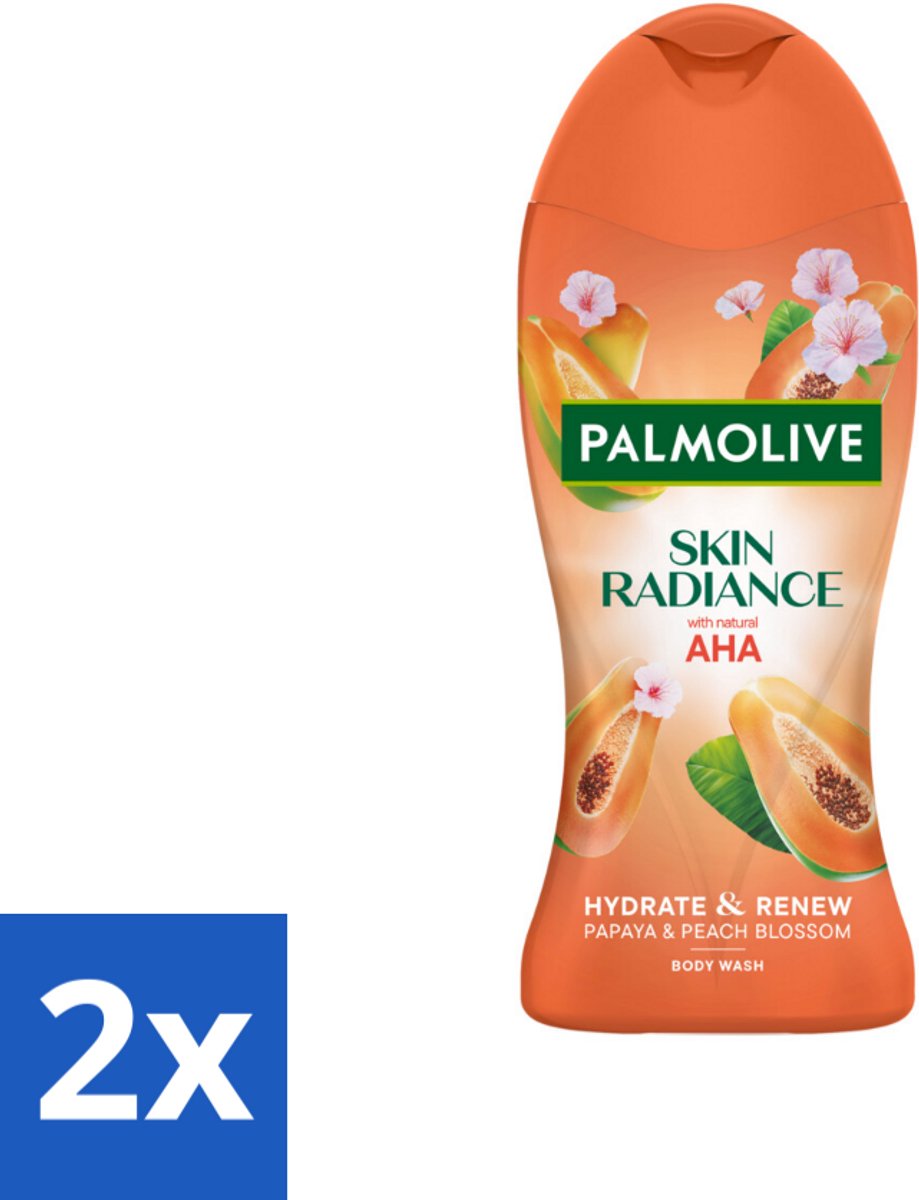 2 x Palmolive – Douchegel – Skin Radiance Papaya Peach – 250 ml - Douchegel - Exfoliatie - Huidverheldering - Papaja - Perzik