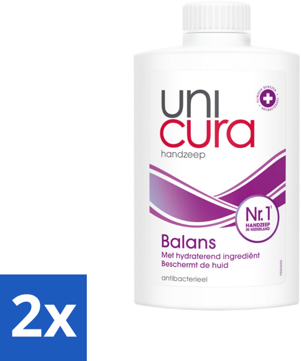 2 x Unicura – Vloeibare Zeep Navulling – Balans – 250 ml - Handzeep - Antibacterieel - Handhygiëne - Hand Reinigen - Zeep Dispense