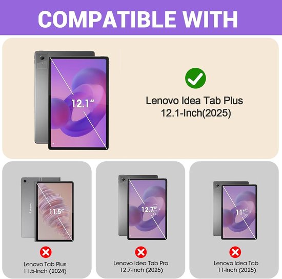 Lenovo Idea Tab Plus 12.1 Inch Hoes met Drievoudige Vouwstand, Slimme Bescherming en Slaap/Wek Functie, Lichtgewicht en Duurzaam Design — afbeelding 3