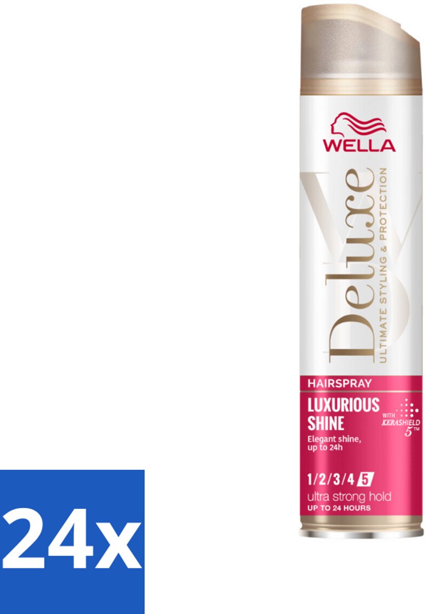 24 x Wella – Deluxe Luxurious Shine – Haarspray – 250 ml - Haarspray - Glans - UV Bescherming - Anti-pluis - Hittebescherming