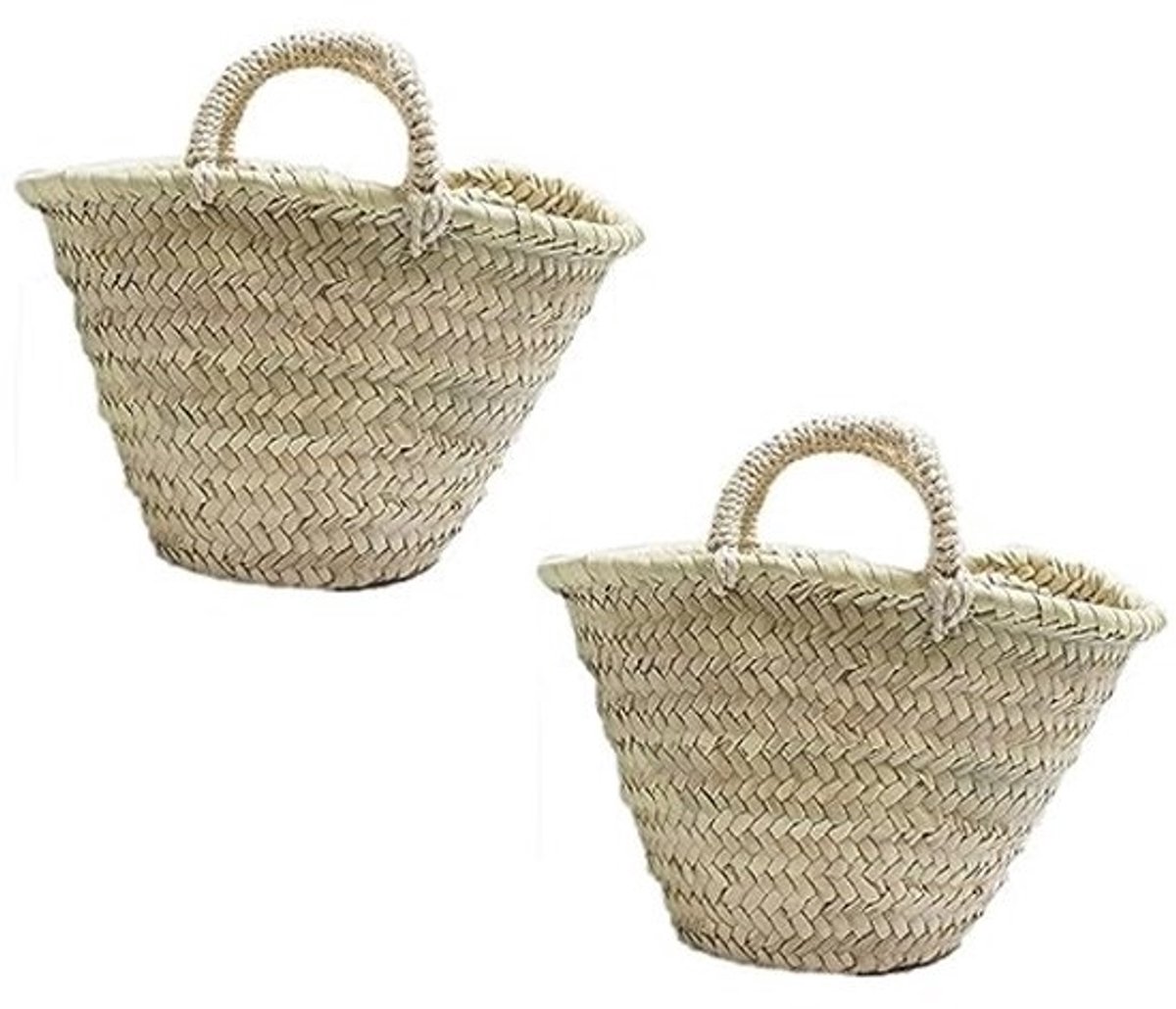 Set van 2 handgemaakte babymandjes van natuurlijke palmvezels