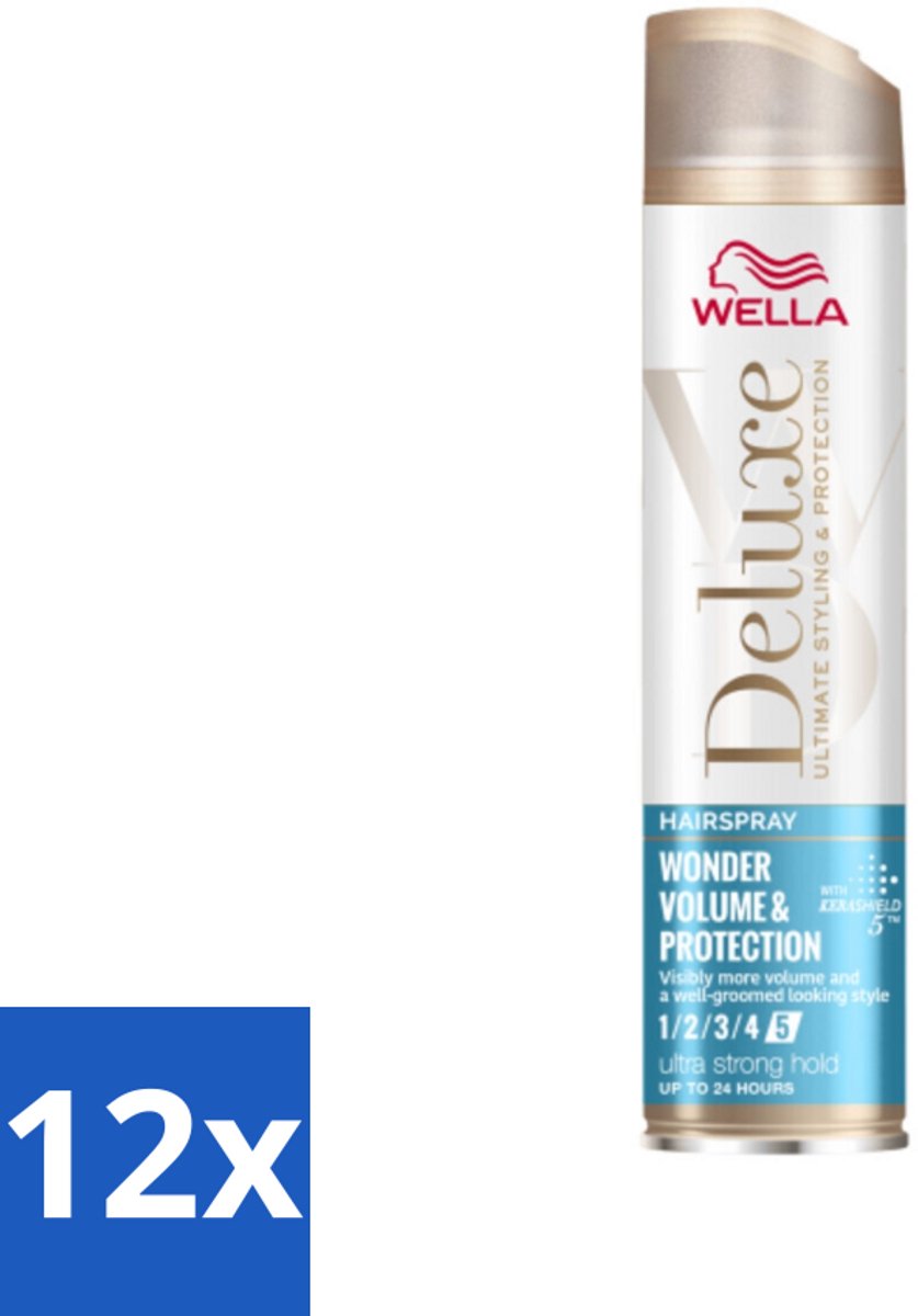 12 x Wella – Deluxe Volume & Protection – Haarspray – 250 ml - Haarspray - Volume - Bescherming - Keratine - UV Bescherming