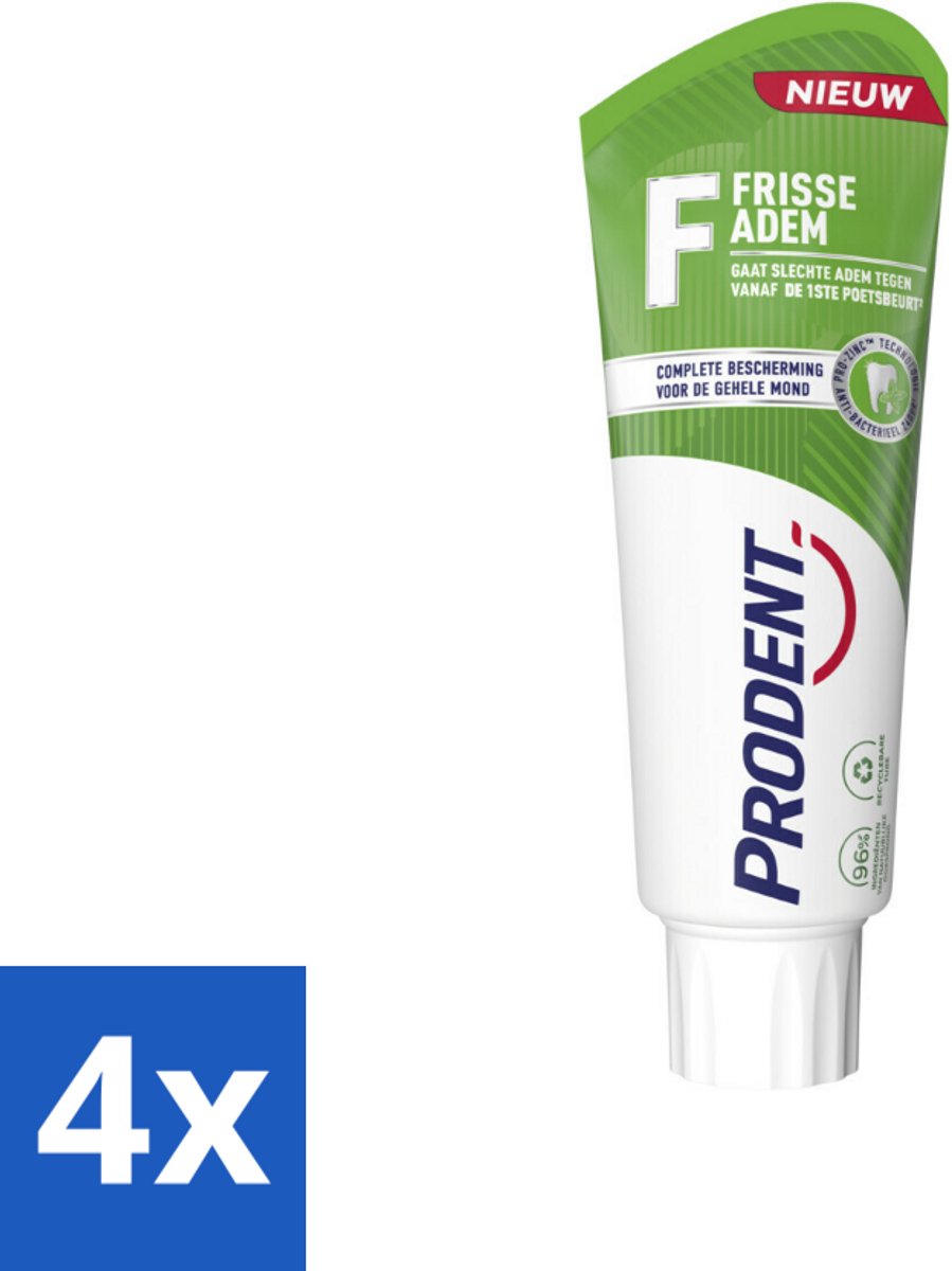 4 x Prodent – Tandpasta – Frisse Adem – Pro-Zinc Technologie - Slechte Adem - Frisse Adem - Tandpasta - Antibacteriële Tandpasta - Pro-Zinc