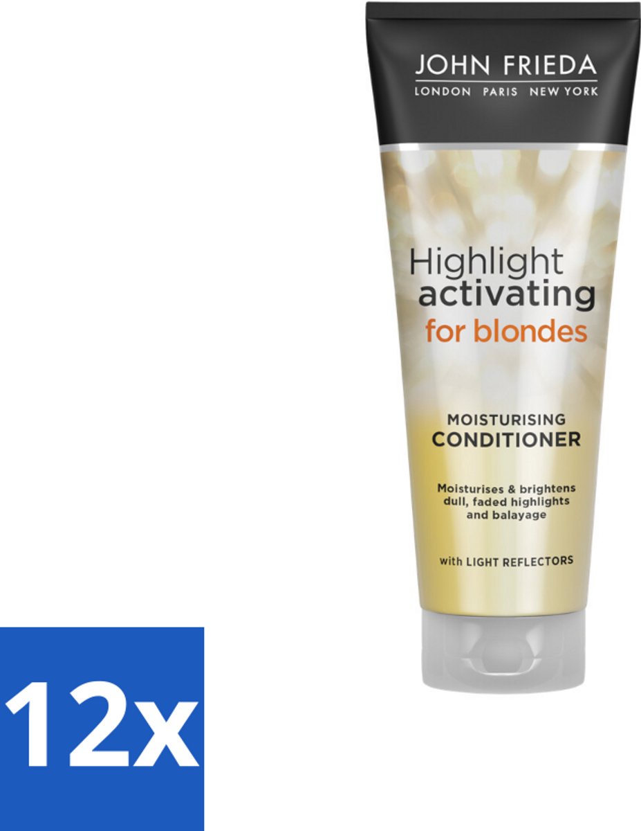 12 x John Frieda – Conditioner – Sheer Blonde – Verhelderend – 250 ml - Blond Haar Verhelderen - Blonde Haar Verzorgen - Haar Glans Herstellen - Haar Verzachten - Haar Hydrateren
