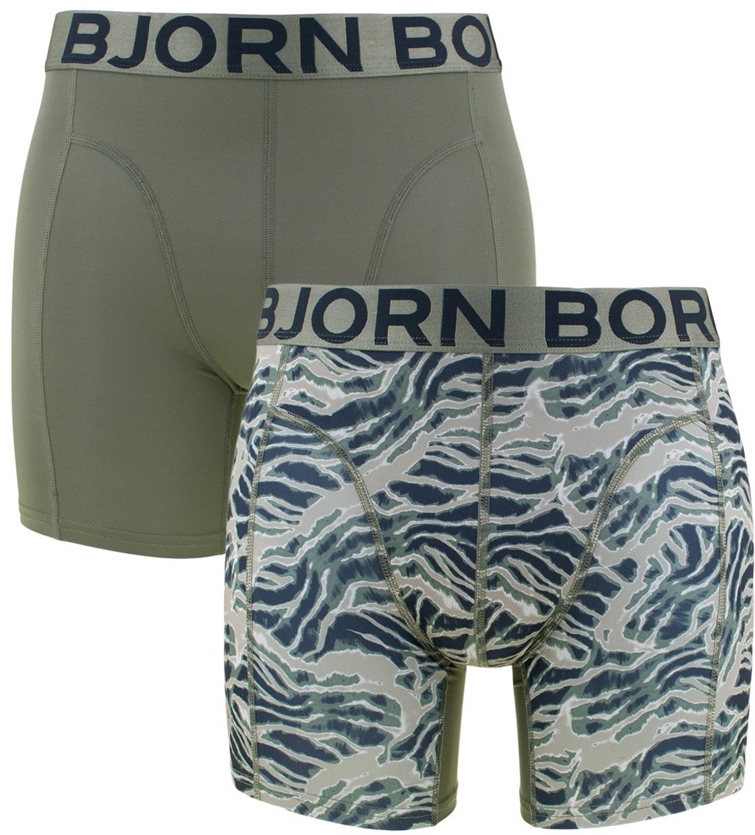 Björn Borg heren sports lightweight 2P microfiber boxers print groen