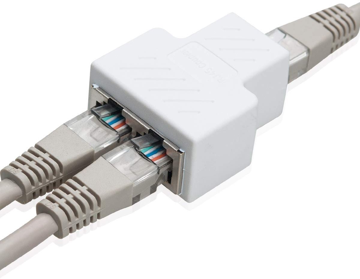COVVY RJ45 Splitter Adapter Bus, 1 Tot 2 Dual Female Port Cat 5/Cat 6 LAN Netwerk Ethernet Connector (1 Stuk, Wit) - ShopVlot