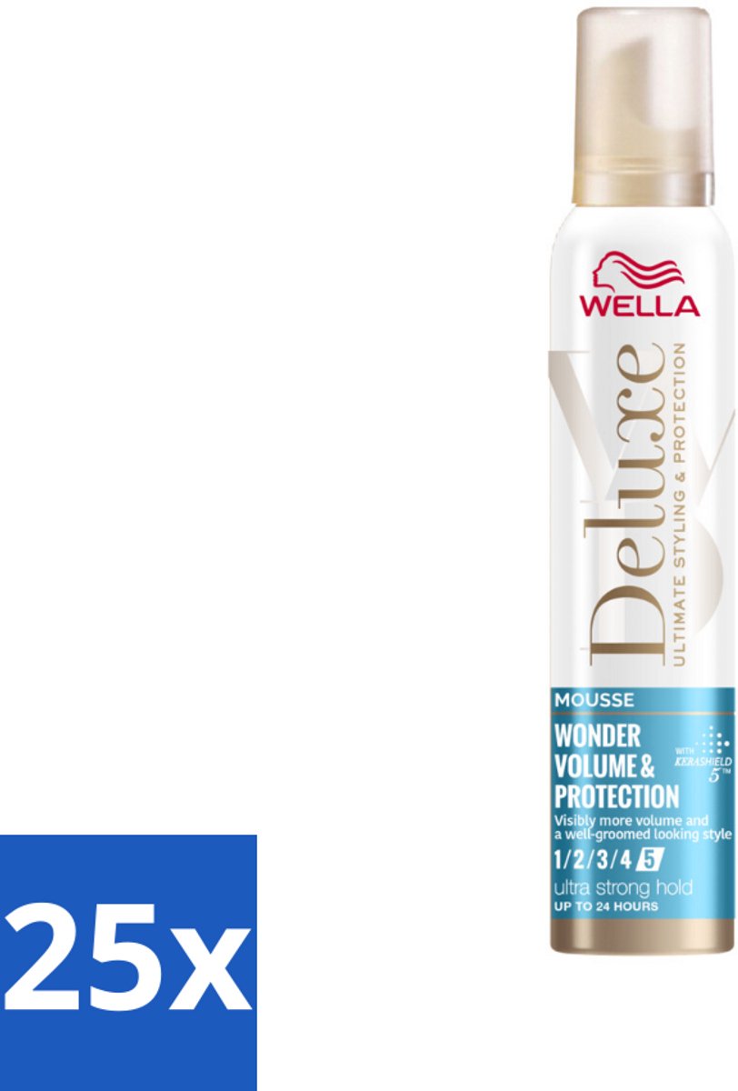 25 x Wella – Deluxe Volume & Protection – Haarmousse – 200 ml - Haarmousse - Volume - Bescherming - Keratine - Anti-pluis
