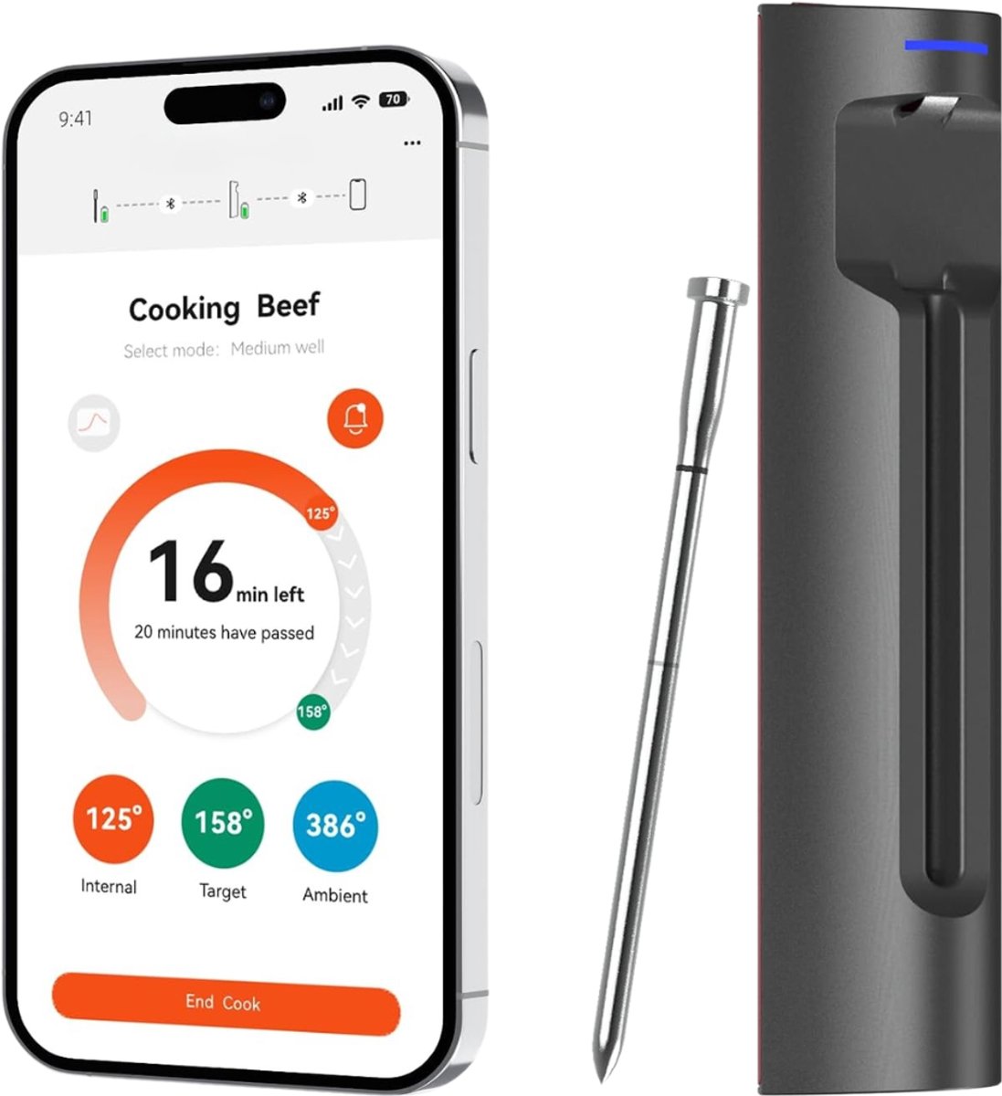 CRLYN® Vleesthermometer Draadloos - Kerntemperatuurmeter BBQ Draadloos - BBQ Thermometer