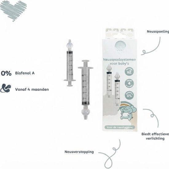 Baby neusspuitjes met verpakking, 0% Bisfenol A, vanaf 4 maanden, voor neushygiëne.