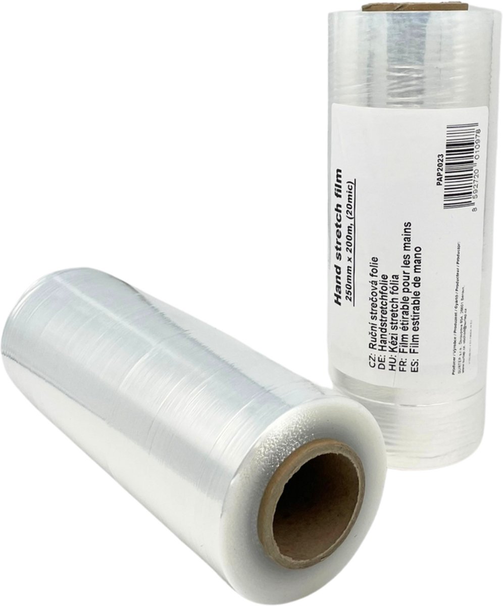 Handmatige stretchfolie 250 mm x 200 m, (20 mic)