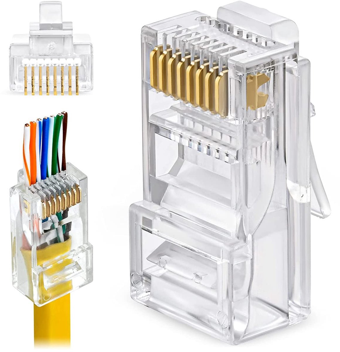 Greluma 60 St RJ45 CAT6 Pass Through-Connectoren Uiteinden Ethernet Vergulde Netwerkeind Stekker - ShopVlot