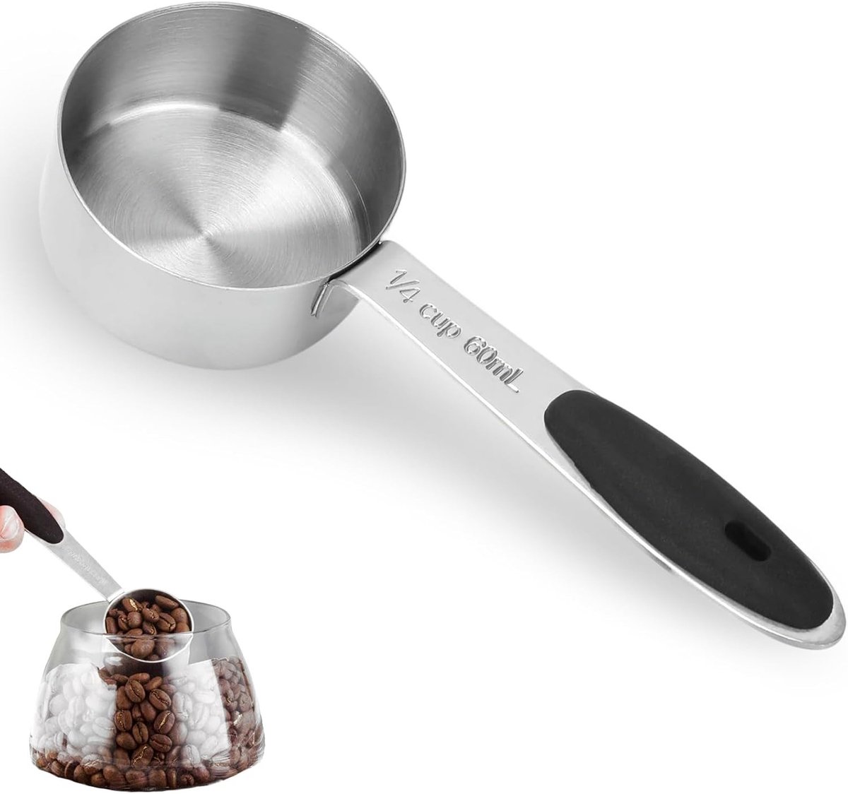 Stainless steel koffie lepel 60ml - Maatlepel voor koffie, thee, specerijen en cacaopoeder met verdiept ontwerp