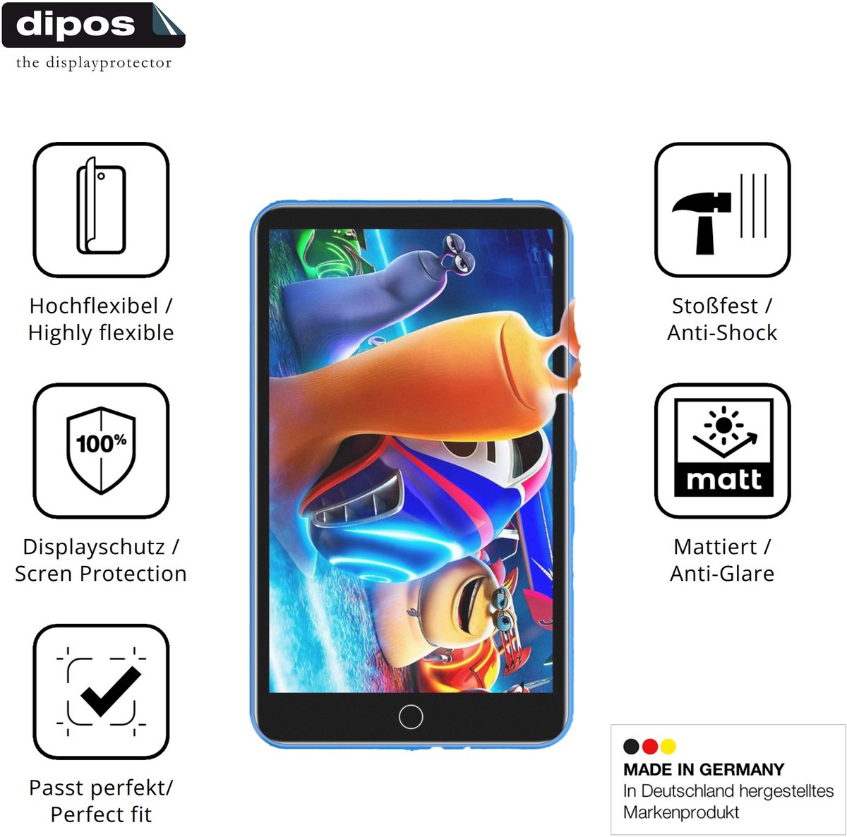 dipos FLEX – 2x Matte Screenprotector geschikt voor Diofox M8 MP3-Player | Volledige Schermbescherming | Case-Friendly