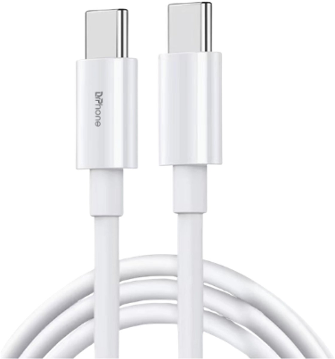 DrPhone PowerLine USB-C naar USB-C Kabel – 100W PD 5A Oplaadkabel – Wit – 2m