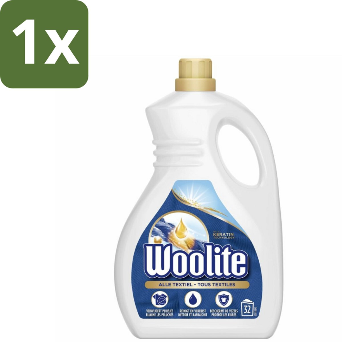 Woolite Textile - Vloeibaar Wasmiddel - Met Keratine - Textiel Was - 32 Wasbeurten - 1,9L - 1 stuk