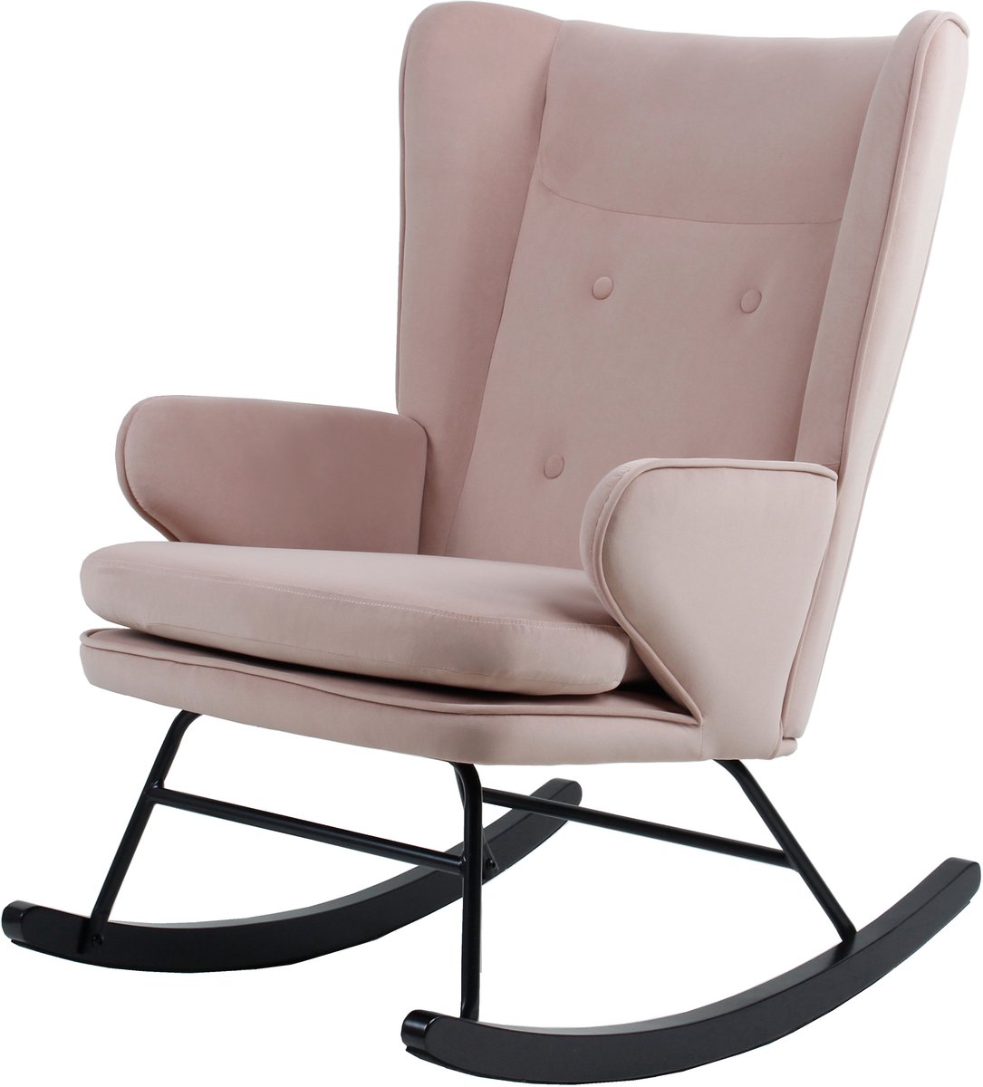 Padiro schommelstoel - roze - fluweel - ijzeren en houten onderstel - modern