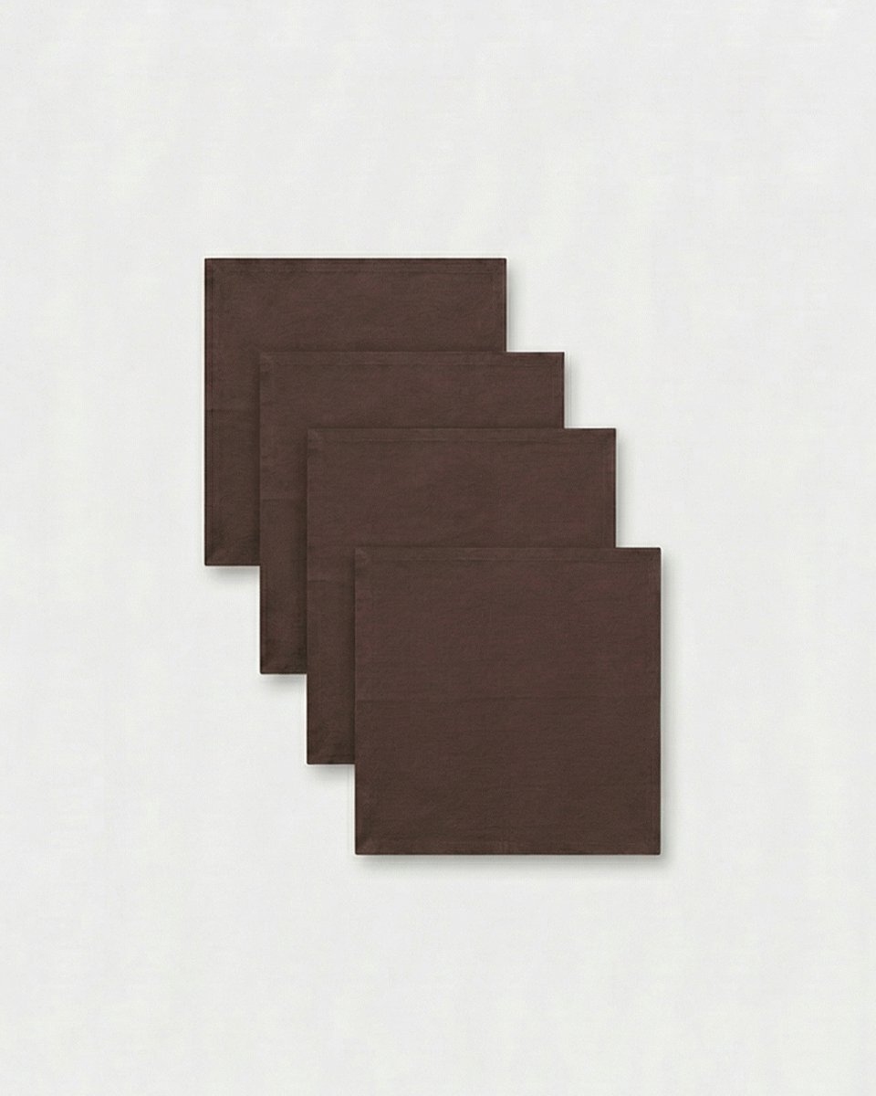 vtwonen - Servetten - Chocoladebruin - Katoen-Linnen - Set van 4 - 40 x 40 cm