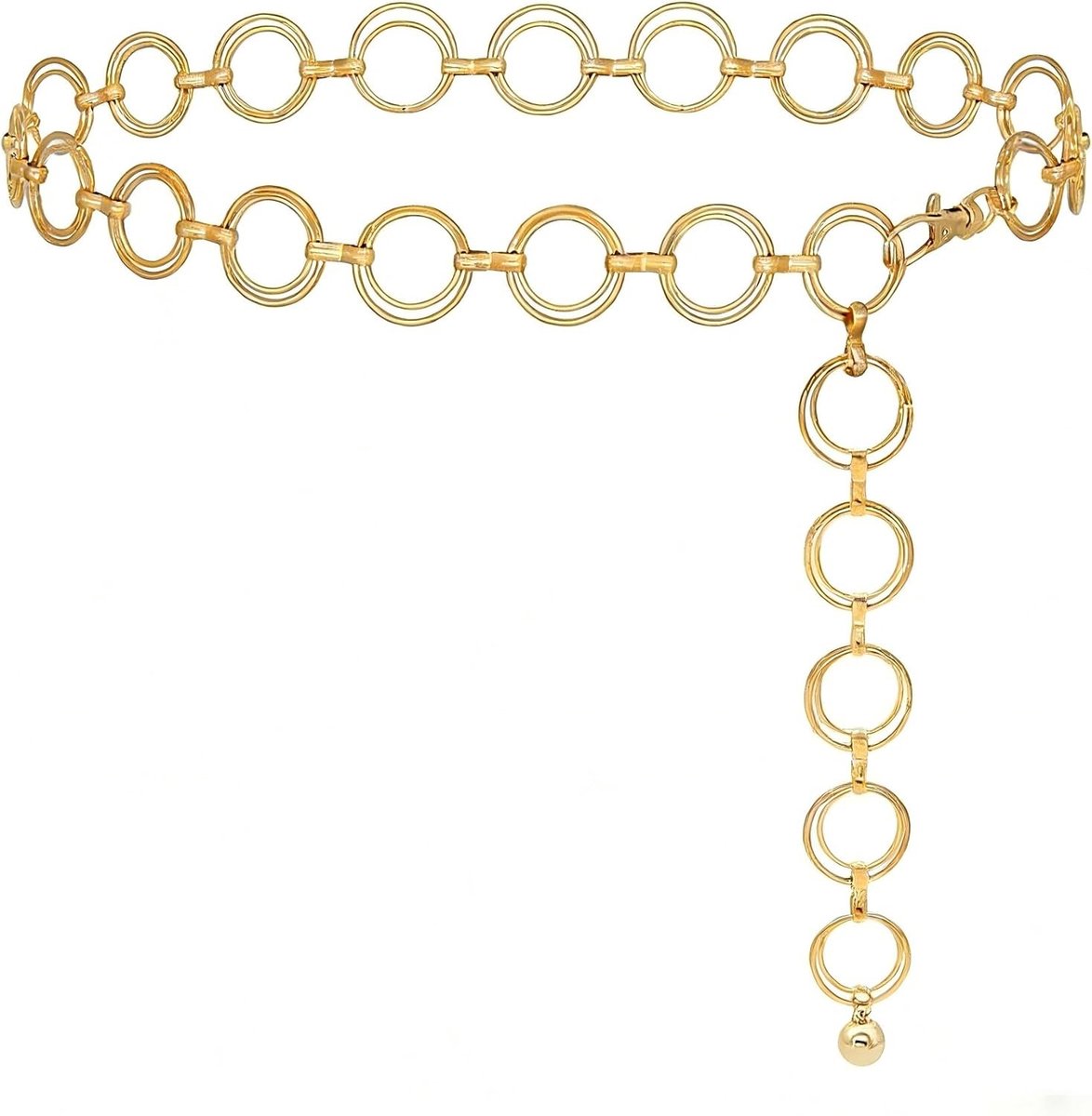 Verstelbare Gouden Kettingriem voor Dames met 4 Rijen - Mode Accessoire voor Feesten en Avonden