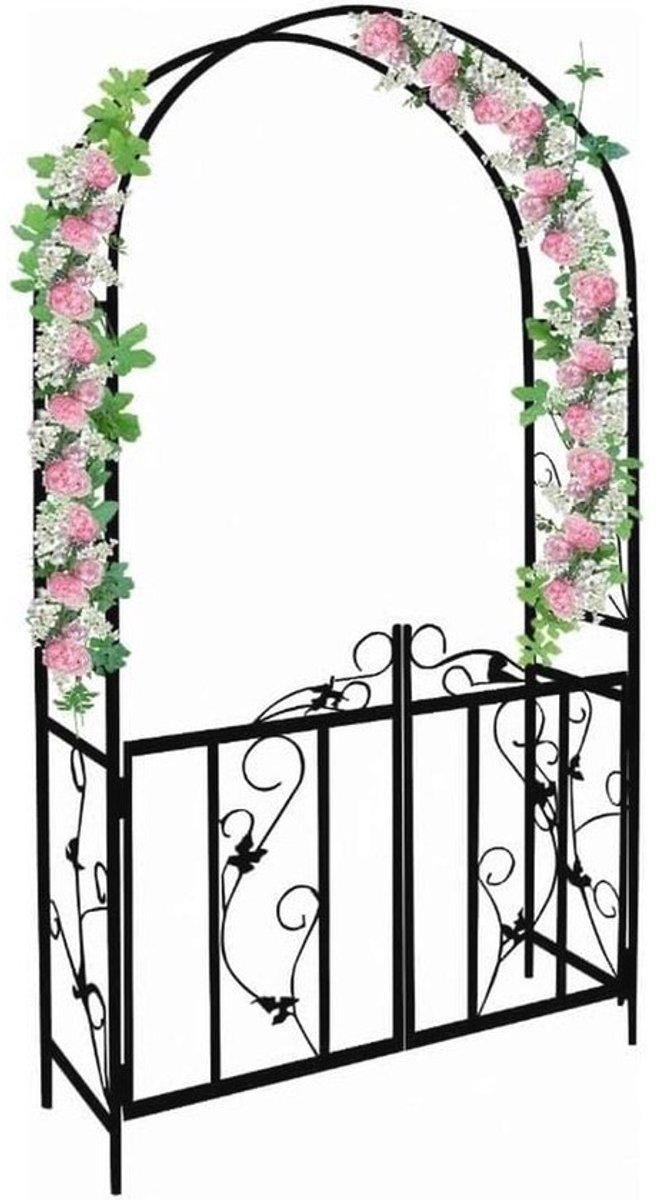 Metaal Rozenboog met Deur - 230 x 37 x 114 cm - Weerbestendige Klimhulp voor Tuin