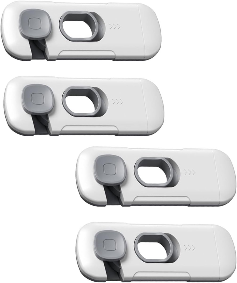 Veiligheidsoplossingen voor kinderen: 4 stuks koelkastsloten zonder gaten, duurzaam en eenvoudig te installeren voor kasten en laden, 100 x 38 mm