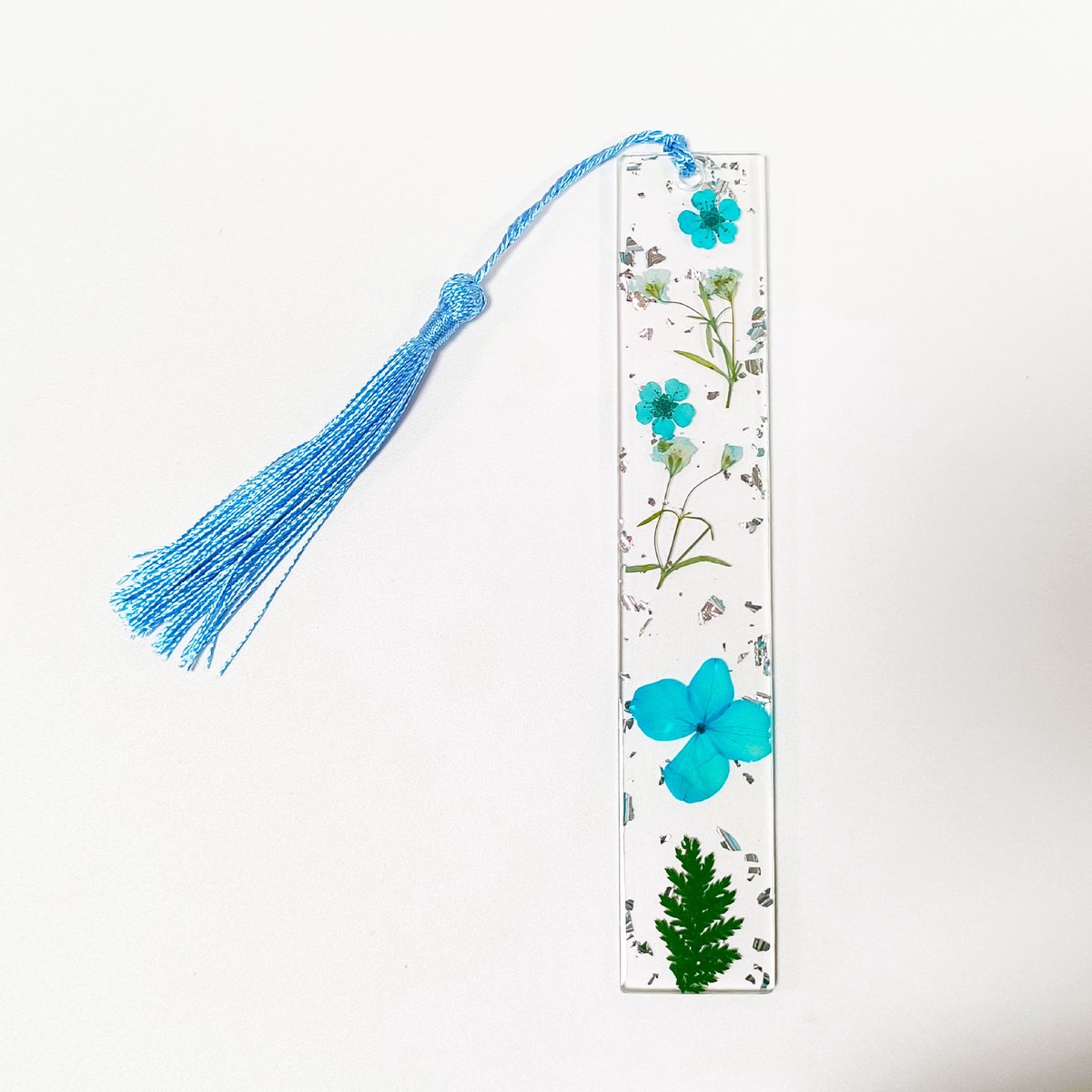 Set van 5 Transparante Acryl Boekenleggers met Echte Gedroogde Bloemen en Kwastje, 14 x 2,5 cm met 0,3 cm Dikte, Handgemaakte Duurzame Leestool voor Boekenliefhebbers, Studenten en Lezers -2