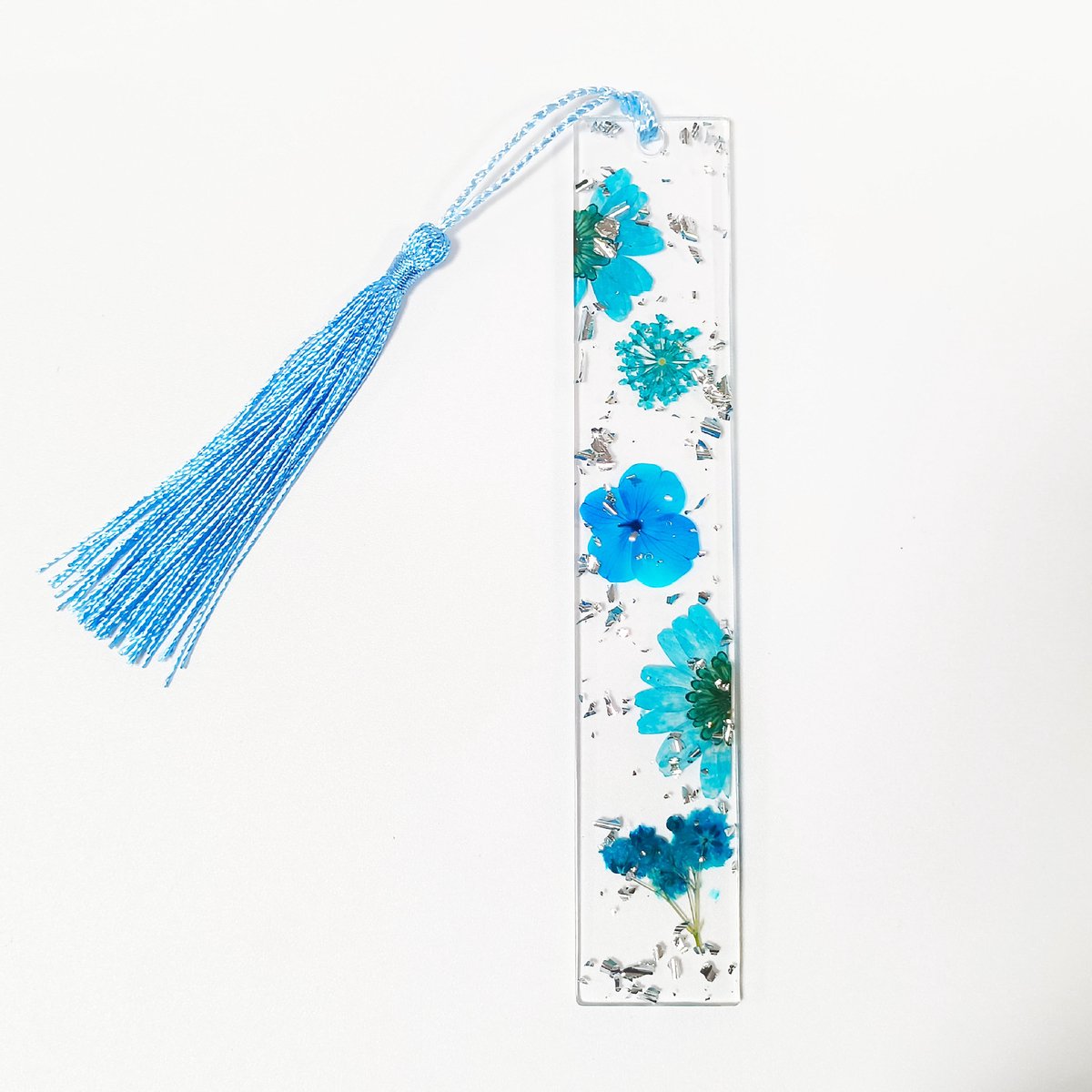 Set van 5 Transparante Acryl Boekenleggers met Echte Gedroogde Bloemen en Kwastje, 14 x 2,5 cm met 0,3 cm Dikte, Handgemaakte Duurzame Leestool voor Boekenliefhebbers, Studenten en Lezers -15