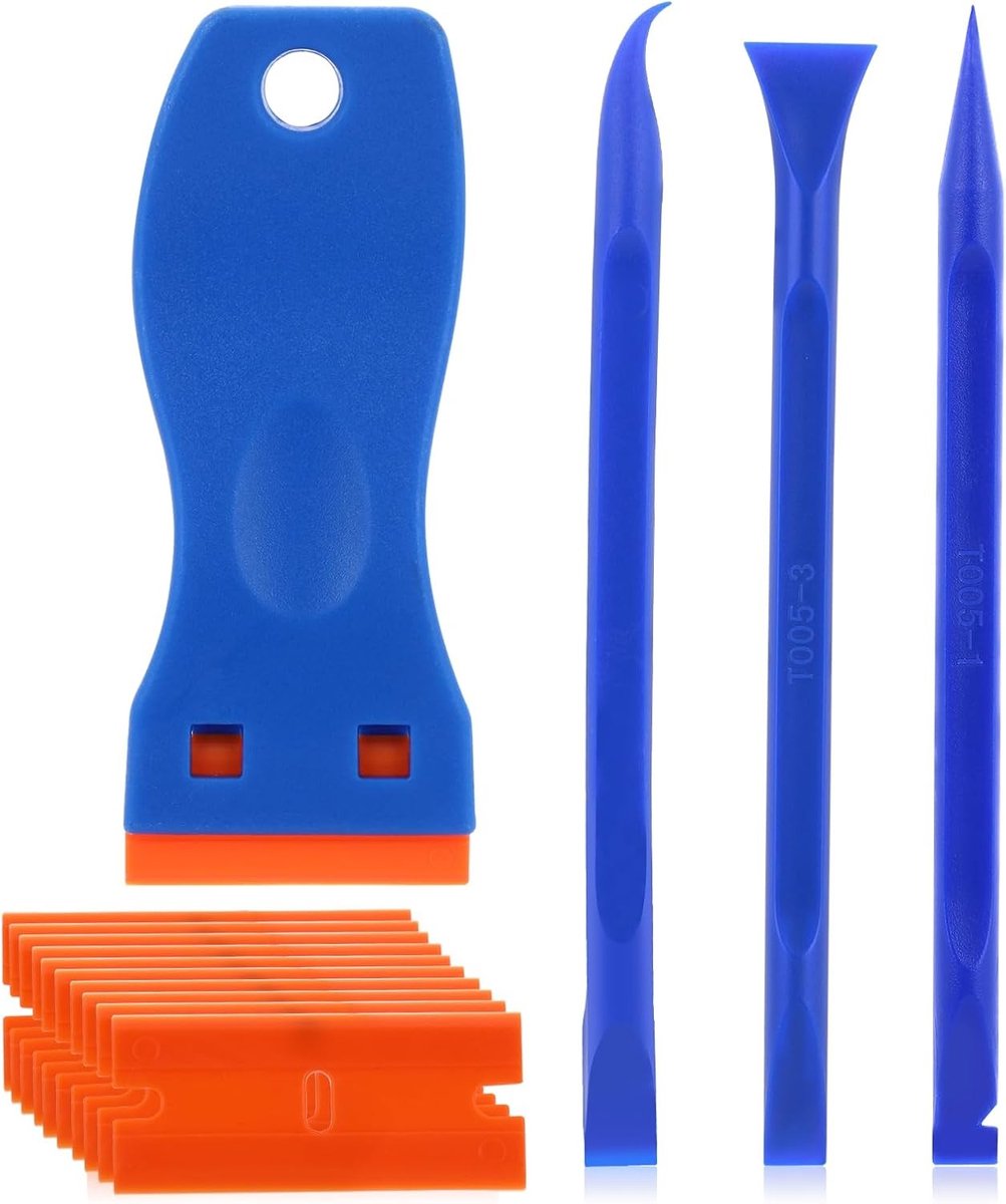 Plastic Schraper met 10 Vervangbare Blades voor het Verwijderen van Stickers, Lijm en Vuil van Glas en Vinyl
