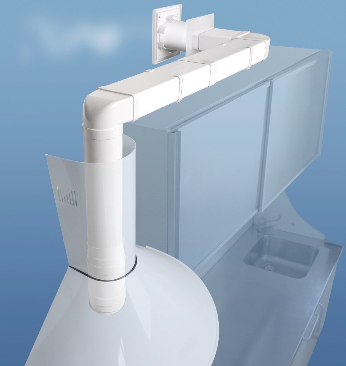La Ventilation CGV229B verticale bocht van ronde buis Ø 150 mm tot rechthoekig 220 x 90 mm uit ABS kleur wit - ShopVlot