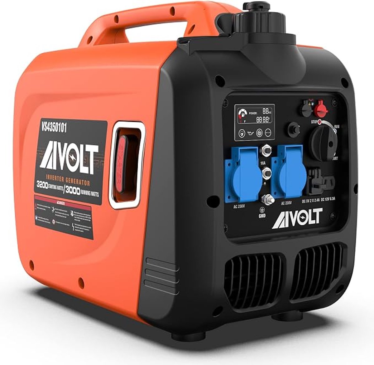 Inverter Generator 3200W – Benzine Aggregaat, 230V, Eco-Modus, USB & 12V, Draagbaar voor Camping
