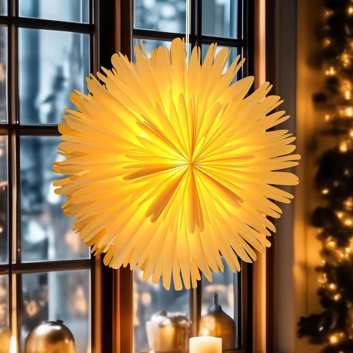 Hanging Paper Sterren, 45 cm, LED Verlichting, 3D Kerstdecoratie, Raamdecoratie, Feestelijke Versiering