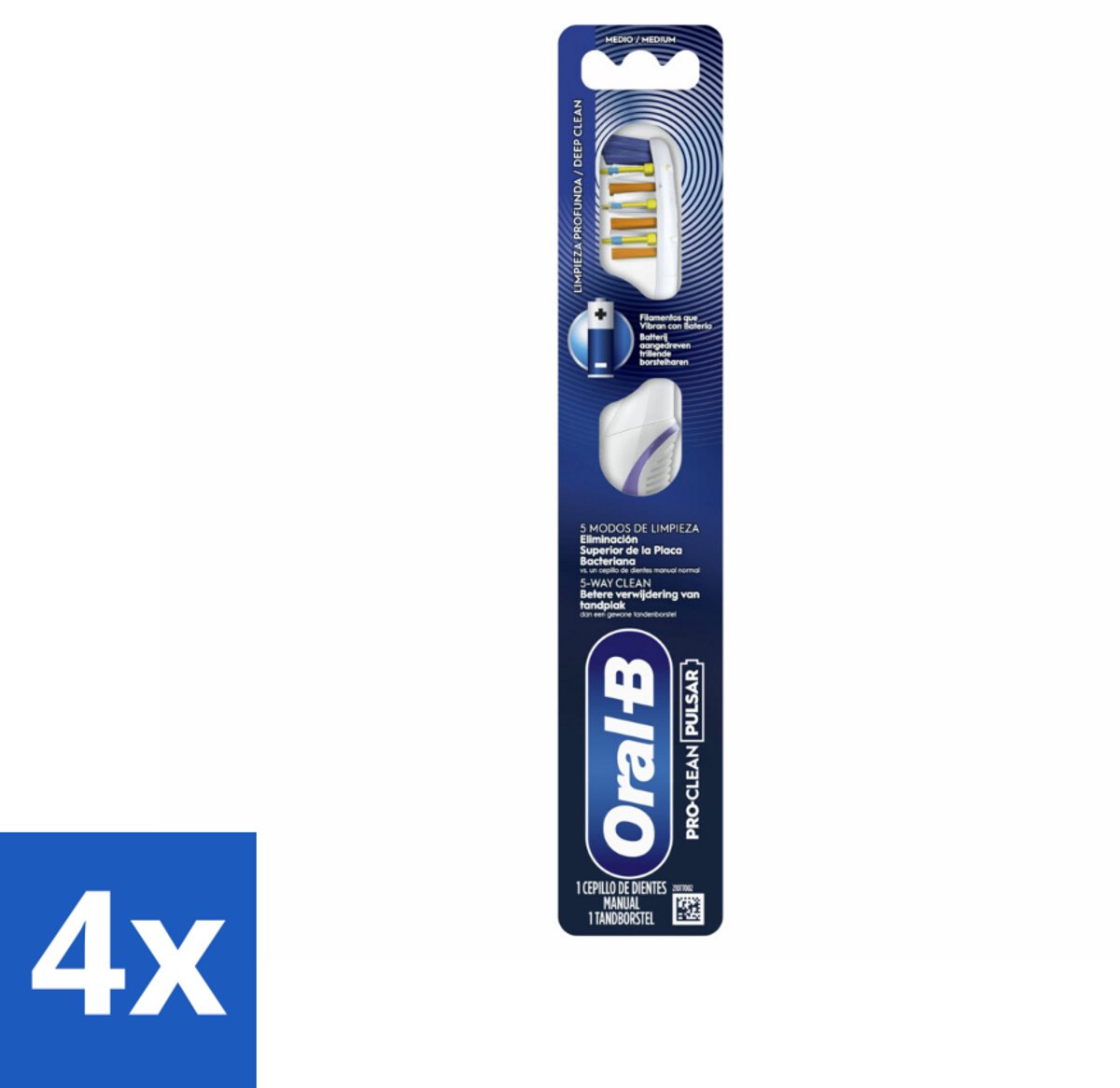 Oral-B - Pro-Clean Pulsar – Tandenborstel – Medium – Manueel - Voordeelverpakking - 4 stuks