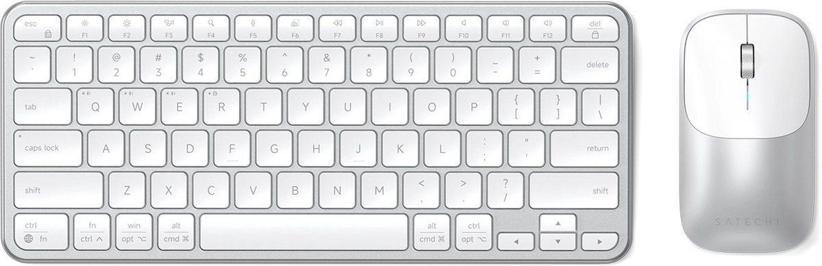 Satechi Slim CEX1 Draadloze Muis & Toetsenbord Combo – Bluetooth 5.3 Connectiviteit – Verbinding met 3 Afzonderlijke Apparaten – Lichtgewicht en Duurzaam Ontwerp - Grijs